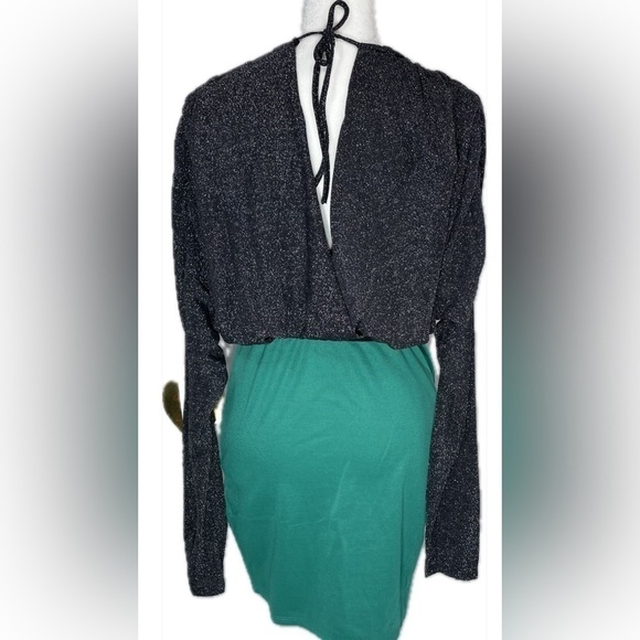 Apple Bottoms Dress Womens Large Plunging Neckline Bodycon Y2K Style Bling Sexy - Picture 2 of 12